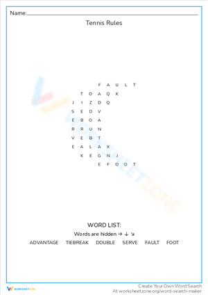 Understanding Basic Tennis Rules Worksheet