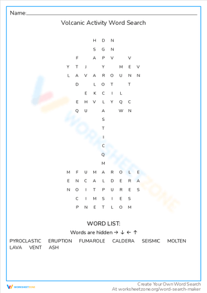 Explore Volcanic Activity with Word Search
