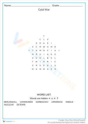 Explore the Cold War Era with Word Search Puzzle