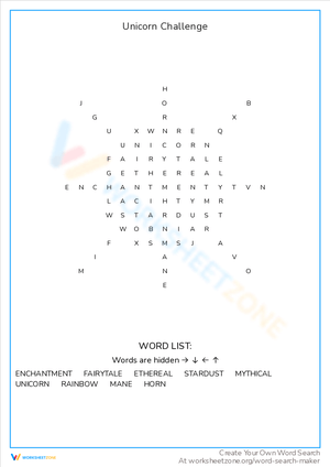 Take on the Unicorn Challenge with this Word Search
