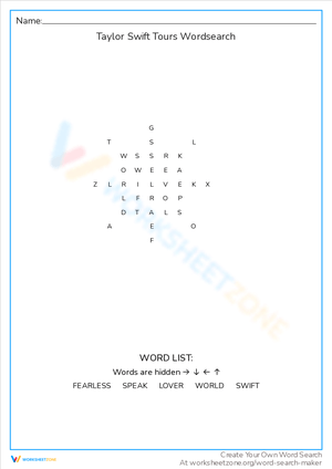 Taylor Swift Tours Word Search Adventure