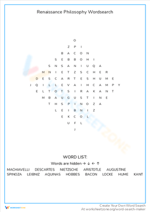 Renaissance Philosophy Word Search
