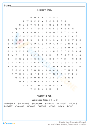 Money Trail Word Search
