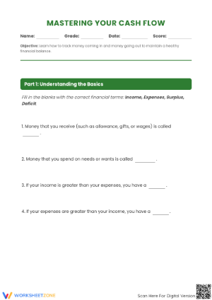 Grade 6-7 Cash Flow Worksheet | Printable Essential Guide
