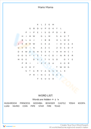 Mario Mania Word Search Adventure