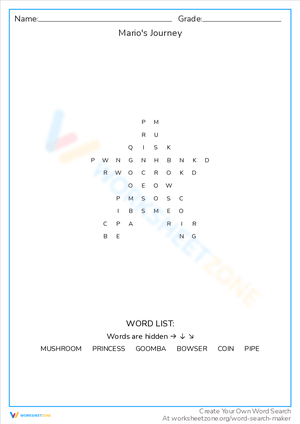 Mario's Journey Word Search Adventure