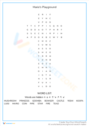 Mario's Playground Word Search