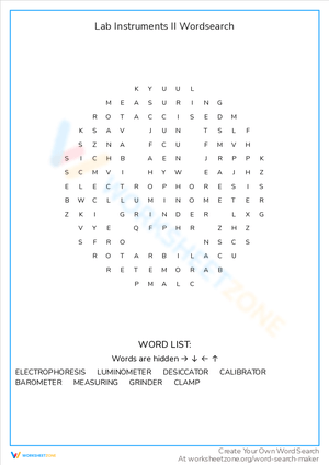 Lab Instruments II Word Search