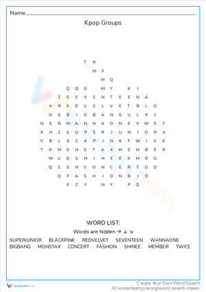 Kpop Groups Word Search: Discover Your Faves