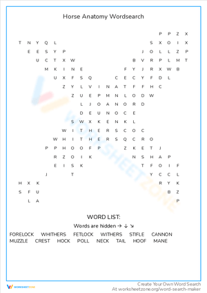 Horse Anatomy Word Search: Uncover Equine Biology