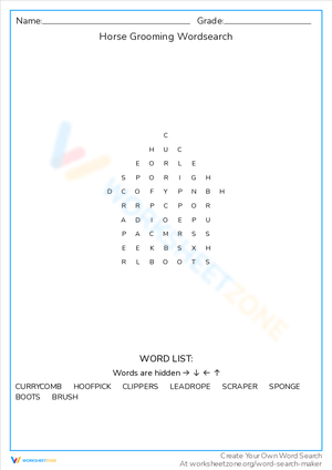 Horse Grooming Word Search: Learn the Essentials