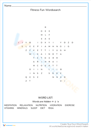Fitness Fun Word Search: Exercise Vocabulary