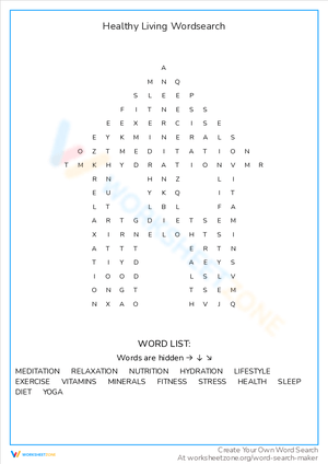 Healthy Living Word Search: A Vocabulary Boost