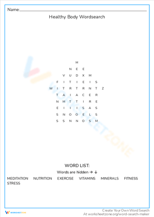 Healthy Body Word Search: Wellness Vocabulary