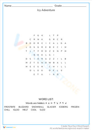Icy Adventure Word Search: Winter Expedition