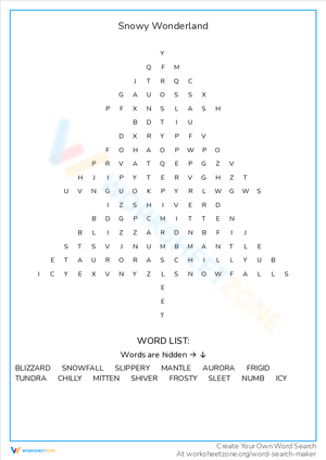 Snowy Wonderland Word Search: Winter Fun