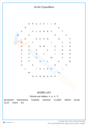Arctic Expedition Word Search: Polar Adventure