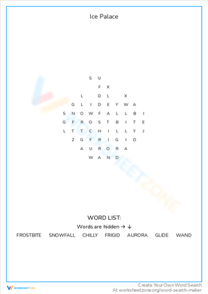 Ice Palace Word Search: Frozen Castle Fun
