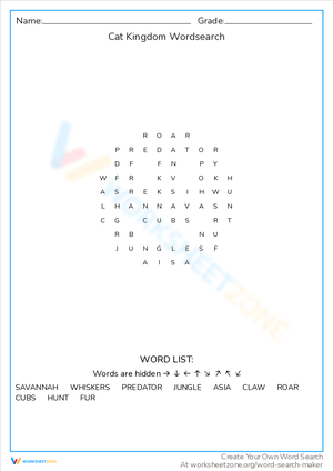 Cat Kingdom Word Search Adventure