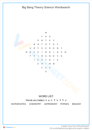 Big Bang Theory Science Word Search