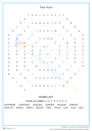 Tree Hunt Word Search