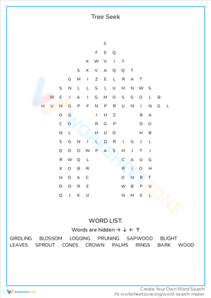 Tree Seek Word Search Puzzle
