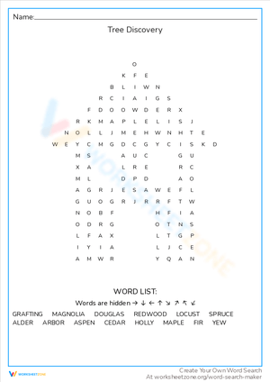 Tree Discovery Word Search Fun