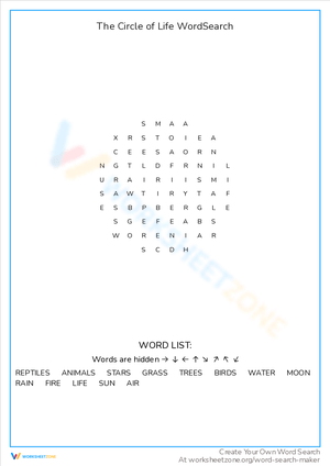 Circle of Life Word Search
