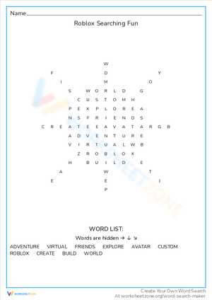 Roblox Searching Fun: Word Puzzle Challenge