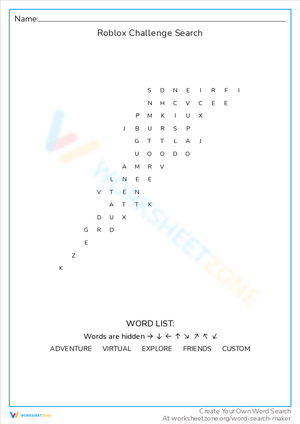 Roblox Challenge Search: Word Puzzle Adventure