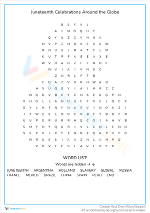 Juneteenth Celebrations Around the Globe Word Search
