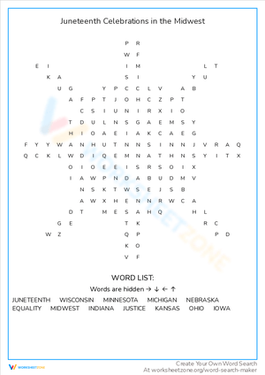 Juneteenth Celebrations in the Midwest Word Search