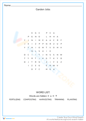 Learn About Garden Jobs: A Word Search