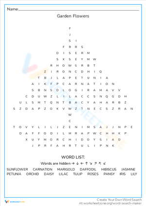 Discover Garden Flowers: Word Search Fun