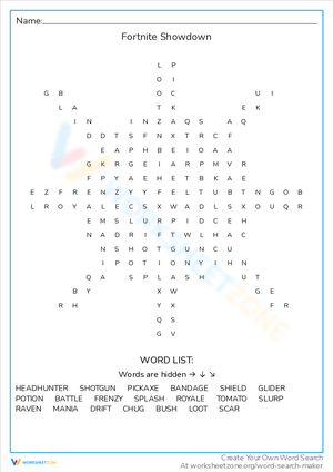 Fortnite Showdown Word Search Adventure