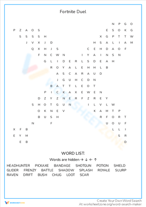 Exciting Fortnite Duel Worksheet for Strategy Practice