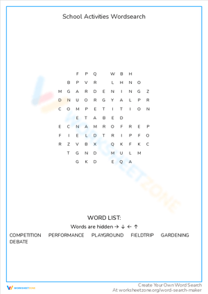 Engage with School Activities in This Fun Word Search