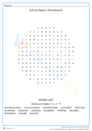 Learn School Basics with This Interactive Word Search