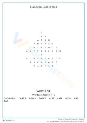 Plan Amazing European Experiences with This Worksheet