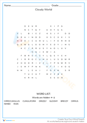 Cloudy World Worksheet