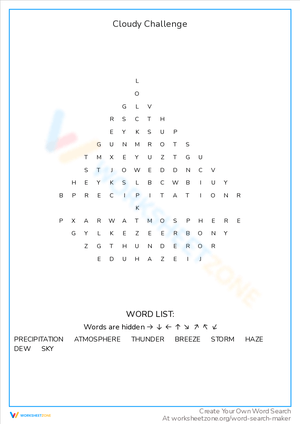 Cloudy Challenge Worksheet