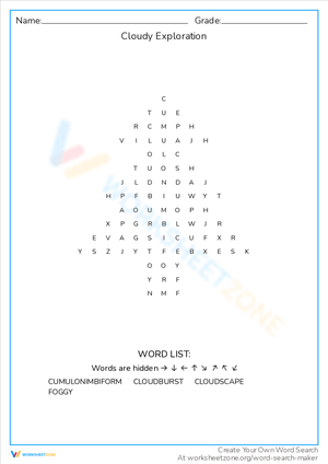 Cloudy Exploration Worksheet