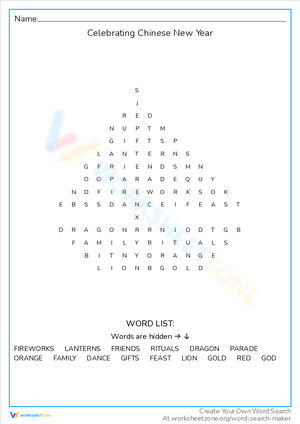 Celebrating Chinese New Year Worksheet