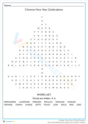 Chinese New Year Celebrations Worksheet