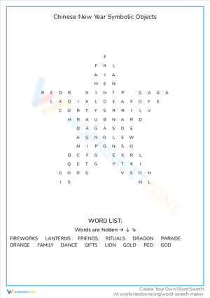 Symbolic Objects of Chinese New Year Worksheet