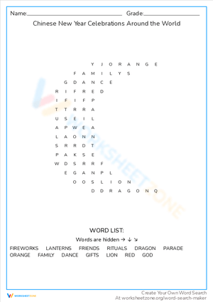 Chinese New Year Around the World Worksheet