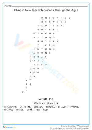 Chinese New Year Through the Ages Worksheet