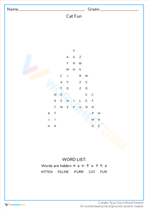 Cat Fun Worksheet