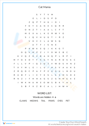 Cat Mania Worksheet