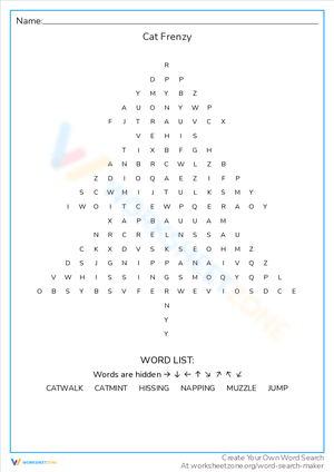Cat Frenzy Worksheet